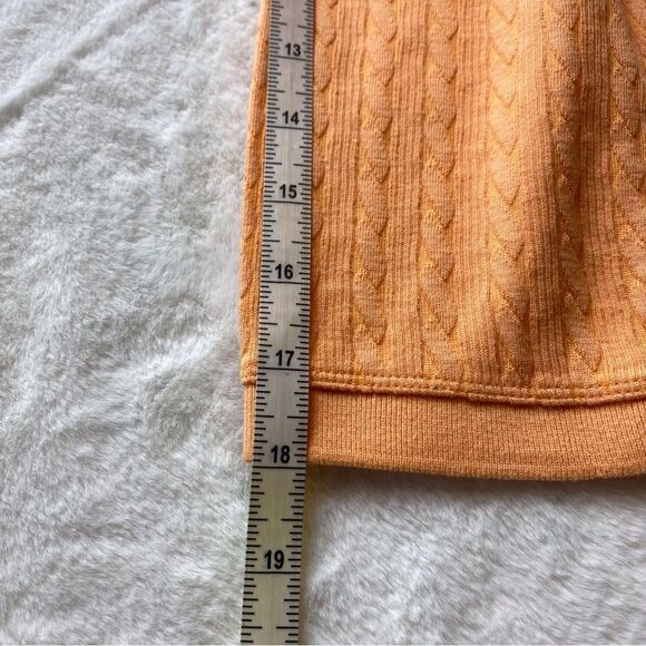 Lauren Ralph Lauren Orange 3/4 Sleeve Cable Knit Cardigan Size Medium - Picture 9 of 9
